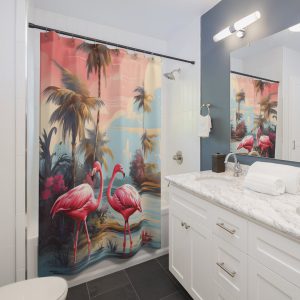 Tropical Flamingos Shower Curtain