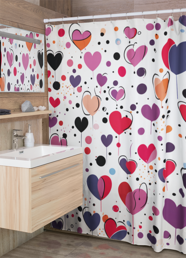 Whimsical Hearts Shower Curtain