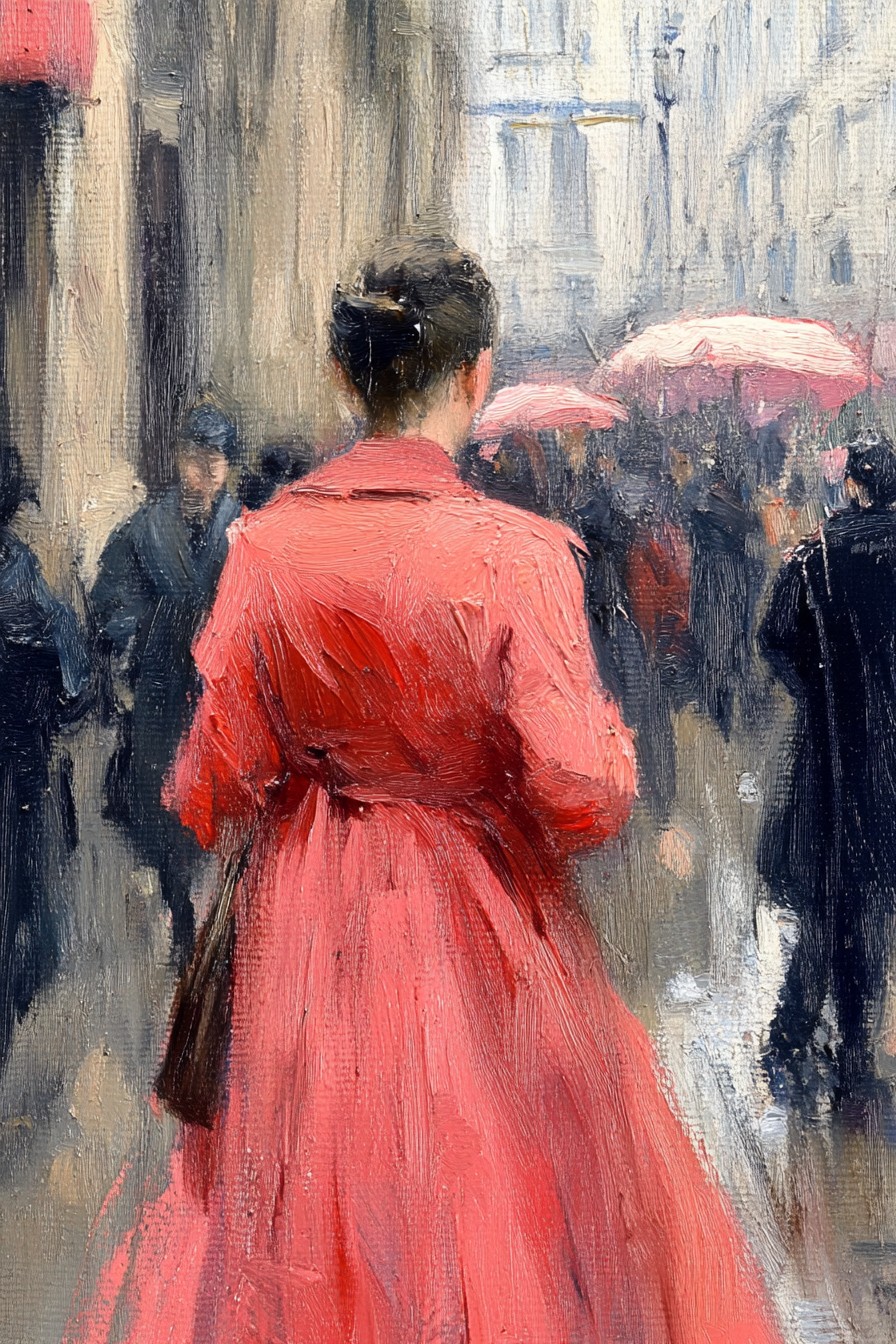 Oil Painting Of A Rainy Parisian Café Scene- Midjourney Prompt