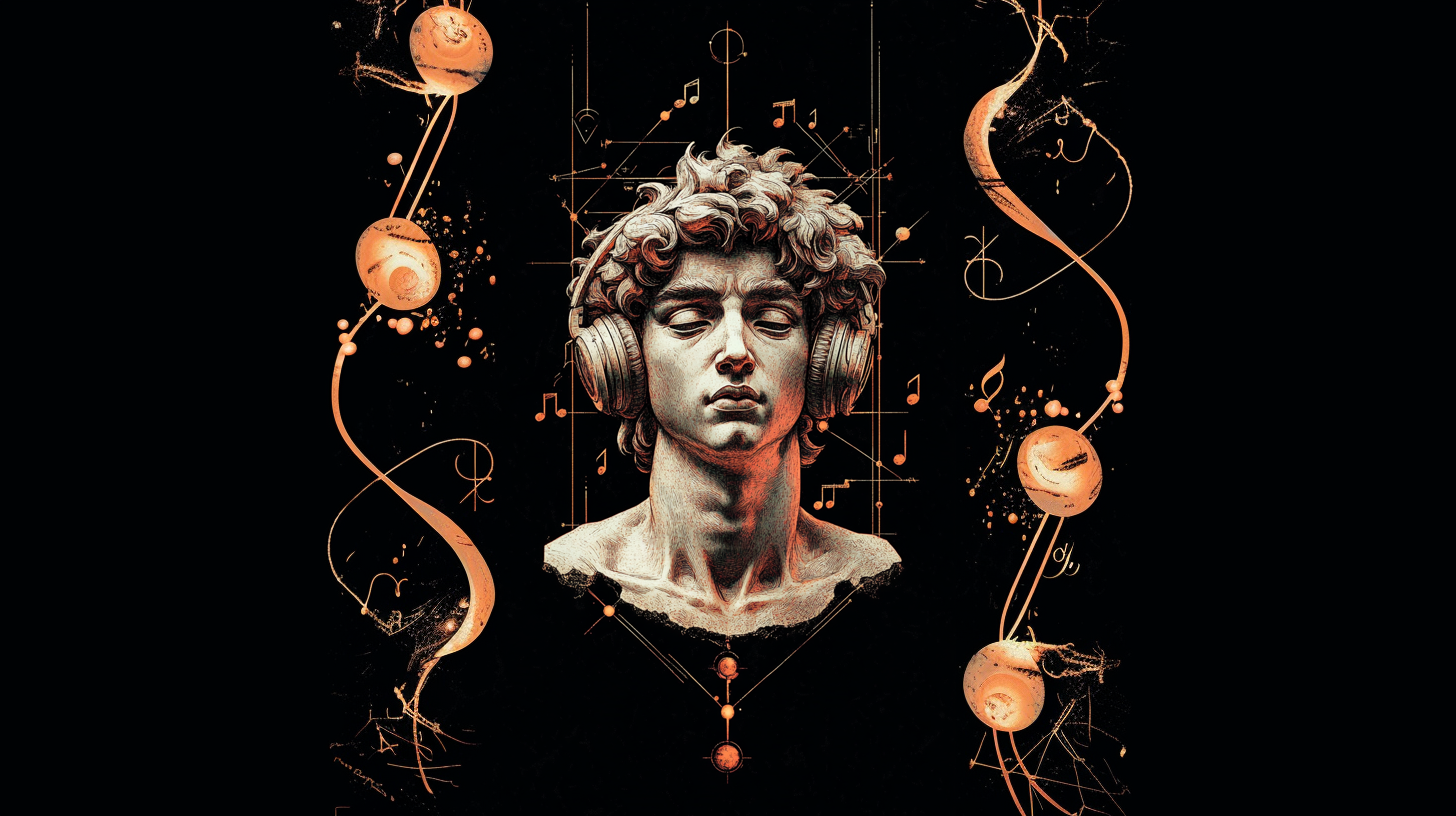 Michelangelo’s David Face With Short Hair Wearing DJ Headphones